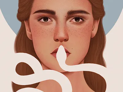 Punishment conceptual digital drawn editorial folioart illustration mercedes debellard negative space portrait snake woman