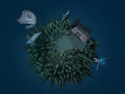 Low Poly Endor 3d c4d cinema 4d death star design endor low poly lowpoly lowpolyart moon star wars starwars