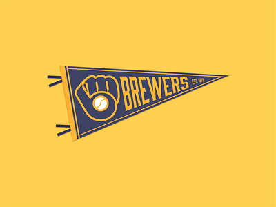 Milwaukee Brewers Pennant baseball brewers digital art milwaukee mlb national league old school pennant yellow