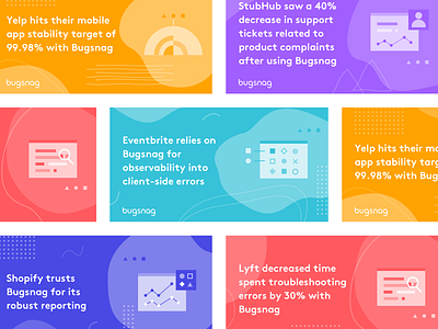 Bugsnag ads ads design campaigns case study illustration linkedin quotes shapes