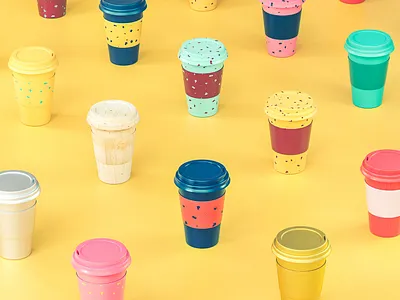 Take Away Coffee Pattern 3d 3d illustration cinema 4d coffee colorful design illustration octane render pattern product render take away