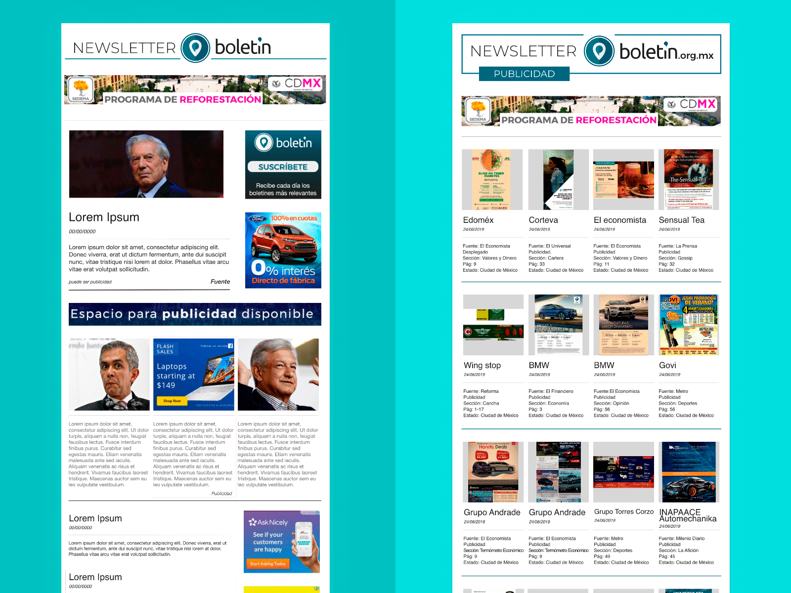 "Boletín.org.mx" design mailing mailing list mailinglists news newsfeed newsletter newsletter design newsletter template newsletters newspaper web web design webdesign website website design