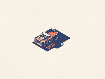 Drive Slow automotive illustration isometric minimal truck