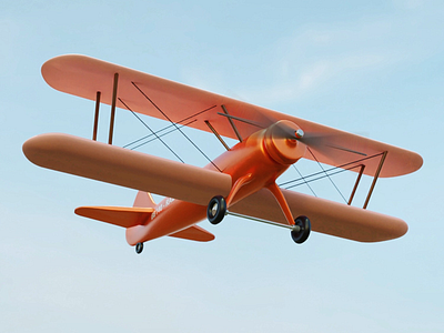 Biplane 3d blender clouds light plane render sky