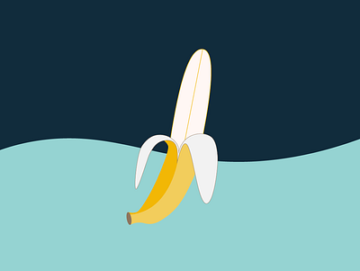 Hungry? Go For A Ride! banana board design flat illustration summer surf surfing vector yellow