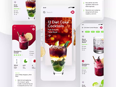 Cocktail Recipes animation app cocktails design interactive interface motion recipe ui ux