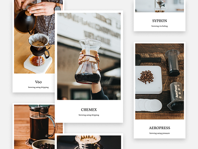 Coffee methods cards cards chemex clean coffee design designer graphic design minimal visual