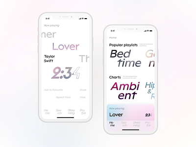 Typographic SoundCloud Concept app app design app redesign design design concept mobile ui player playlists soundcloud typography ui ux