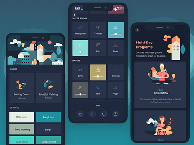 dark mode dark mode dark ui health ios app meditation mobile app night mode