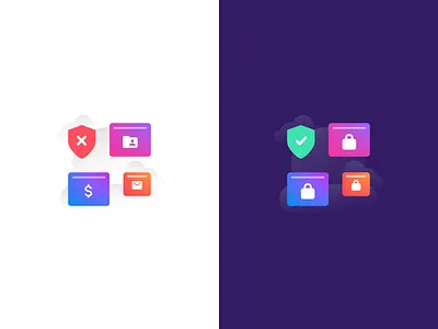 Off & On chat check clouds contacts files icons illustration money money app off on privacy protected secure shield ux