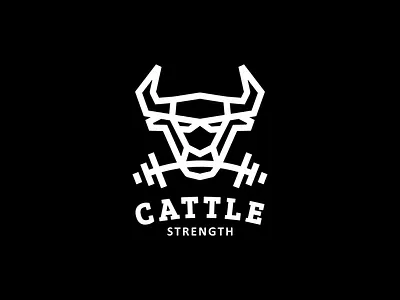 CATTLESTRENGH bull fitness geometic graphic design gym logo illustration line art logo design strength vector