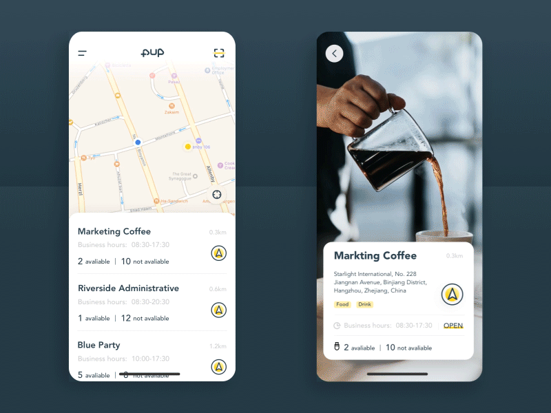 PUP APP Design UI Kit app design kit location map ui ux