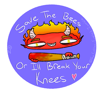 Save the bees, or I'll break your Knees <3 bees cartoon design digital art illustration logo sticker
