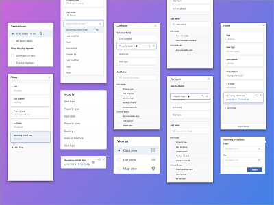 Configure & Filter fun app clean components crm enterprise minimal portfolio product purple sketch typogaphy ui ux vector web