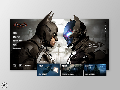 Arkham Knight - Video Game Website Concept arkham knight batman batman arkham knight comics design gamer gaming gaming app gaming website ui ui ux design ui design ui inspiration uitrends uiux ux ux design ux inspiration video games webdesign