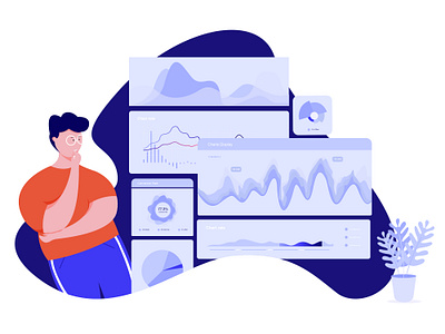 Data Analysis app character data flat illustration minimal proccreate statistic ui ux web