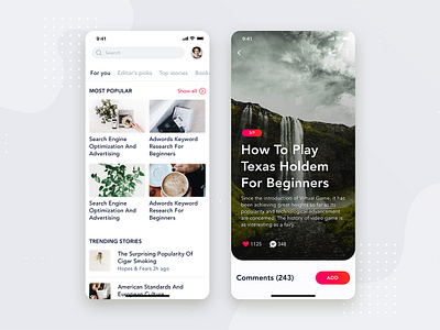 Social - Articles Mobile Interface Concept app app feed inspiration interface ios kit material mobile ui web