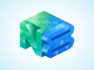 No. 8 isometric logo typogaphy
