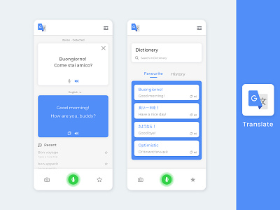 Google translate | Uplabs Challenge app design blue design challenge dribbble freebie psd google google translate redesign concept ui uplabs ux design