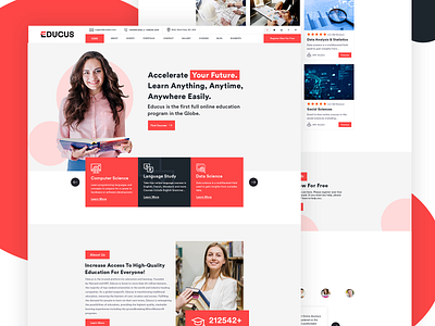 Education Website Homepage Design branding colorful design education education website educational flat design homepage design landing page new trend professional design red typography ux design website