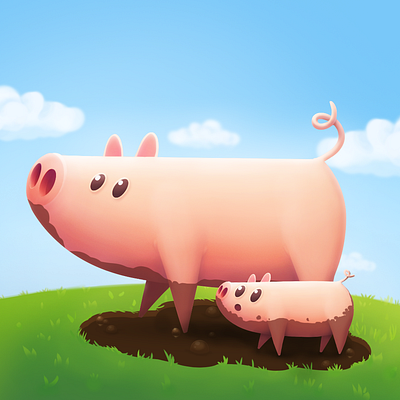 Illustration : Pig Family 2d animals books character character design childrenbookillustration childrens book design game graphicsdesign illustration parenting photoshop yaato