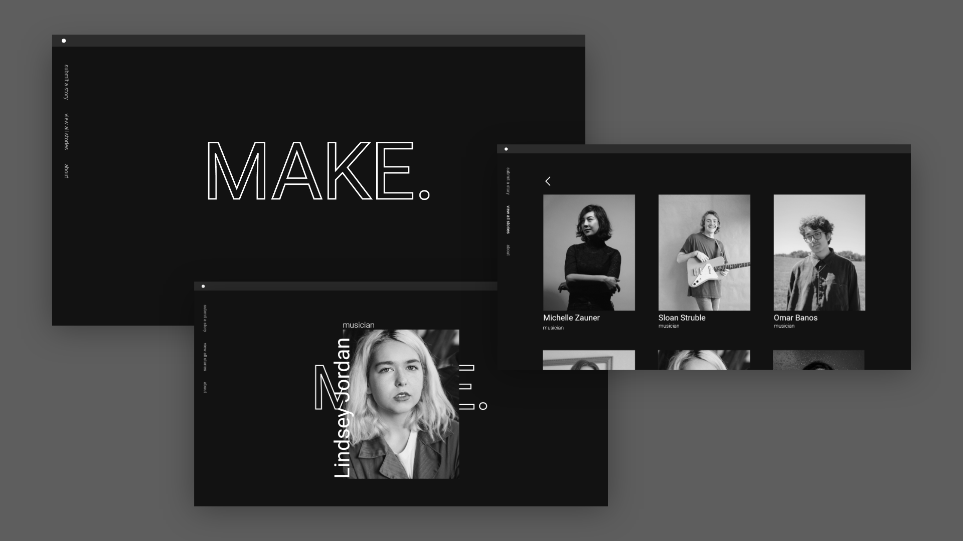 Example of MAKE: a website concept for interviews with artists
