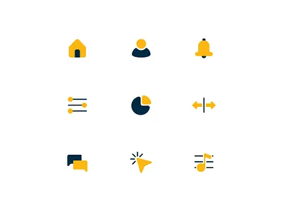Duotone Icon Pack dark blue dua color icon duotone icon illustration minimal vector yellow