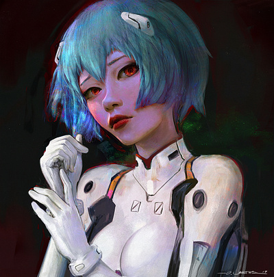 Rei Ayanami - Portrait Study character development digital painting fanart fantasy illustration impressionism painting photoshop study