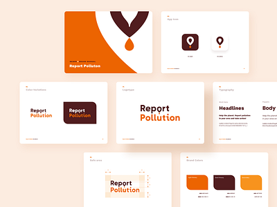 Report Pollution logo brand brand book branding cards icon illustration logo logotype minimal mobile mobile app orange product design sign simple typography vector web design