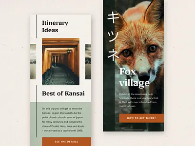 Japan guide blaak design fox guide interface itinerary japan japanese mobile responsive texture tourism travel typography web webdesign website