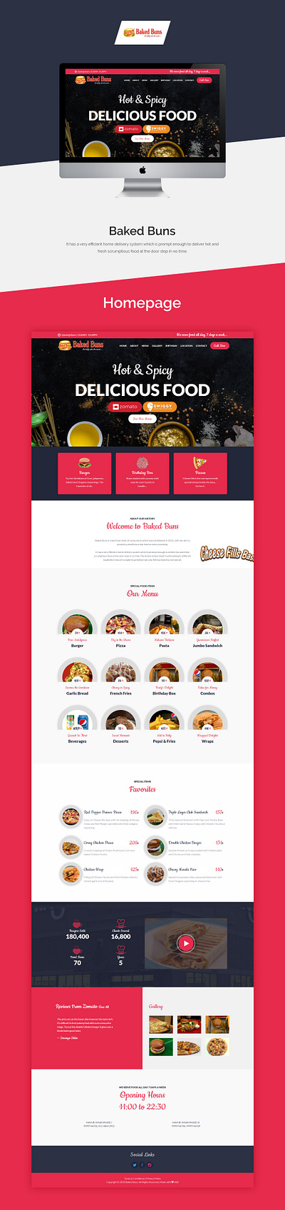 Baked Buns branding clean design flat typography ui ux web website website design