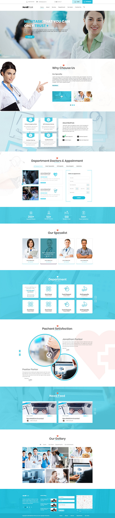 Meditask design hospital landing page landing page design mokeup photoshop psd psd template treatments ui