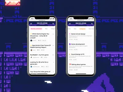 Indivelopers | Forum website forum forums gamer gaming indie indie game indiedev indiegame minimal mobile ui mobile web modern web webdesign website