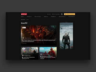 Video feed page animation app dark design gaming media news newsfeed ui uidesign video videogames