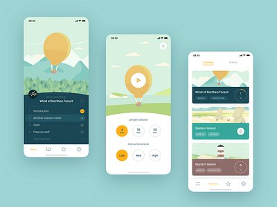 Ease App app clean headspace illustration interface ios meditation mindfullness minimal minimalism mobile product typography ui ux