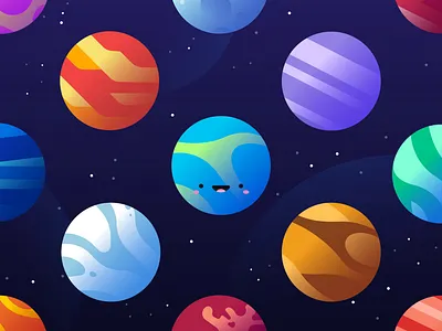 Elsanow Planet Variations art character design flat gradient icon illustration minimal pack planet space vector