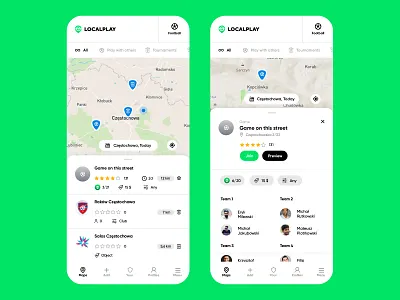 LOCALPLAY - app clean create soccer design football games iceo interface join to game localplay app map mobile mobile app design mobile ui patryk polak premier league score soccer app ui ux xd design