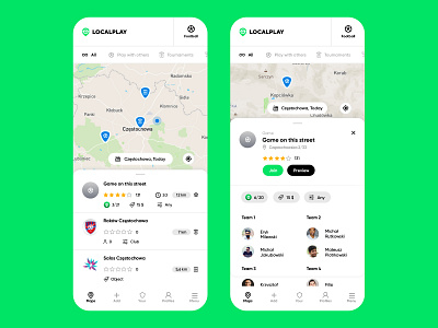 LOCALPLAY - app clean create soccer design football games iceo interface join to game localplay app map mobile mobile app design mobile ui patryk polak premier league score soccer app ui ux xd design