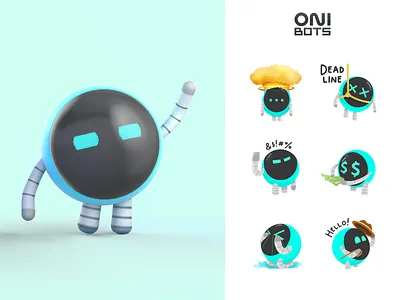 OniBots | Corporate mascots ONIX 3d art animation branding characher character design design illustration illustrator mascot mascot character sticker stickers