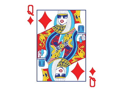 Q of Glam editorial illustration illustration lady gaga mtv music music player poker card poker queen pop star queen of hearts singer t shirt design t shirt illustration