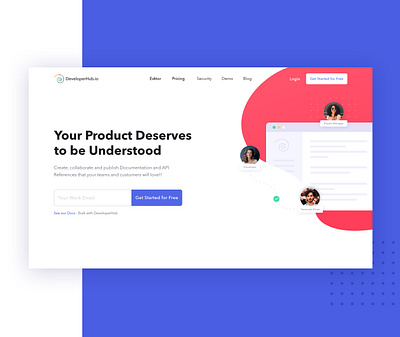 Product Redesign v2 - DeveloperHub ai clean consistent creative developer doc document documentation jumbo landing page product product design product manager ui design user experience user interface ux web design website