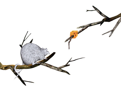 Rat analog animals collage cutout editorial illustration paper rat