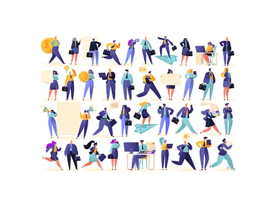 Big Businessmen Set adobe illustrator business businessman career cartoon character character design coin concept digitalart employee finance illustration leader leadership money office opportunity people vector