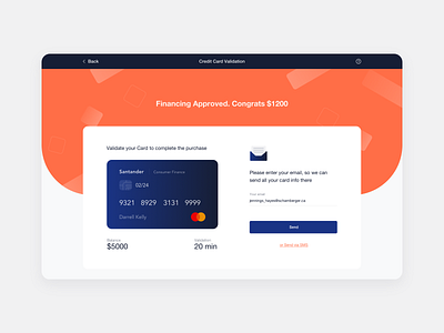 Virtual Card. Credit Card Validation app approved balance banking clean congrats credit card design enter email financing ui ux validation weeklyconcept