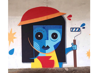 Painting girl character character illustration characterdesign color cubism geometric graffiti illustration street art