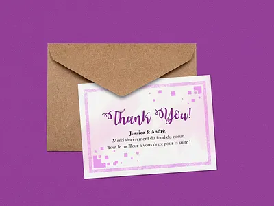 Thank you card design card card design creative design envelope illustrator postcard print purple thank you typography vector violet