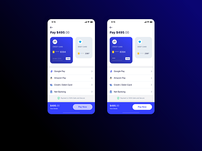 Payment Options app design ios minimal mobile payment ui