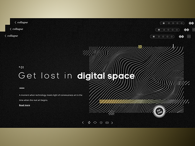 Company page 2019 abstract black and gold black and white black art dark art font glitch gold lines menu menu dark art navigation planets purple solar system space ux design violet violet and black