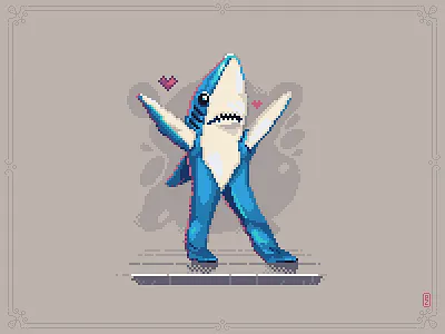 Left shark 16bit art fun gameart gamedev illustration katy perry left shark meme pixel pixelart pixels shark