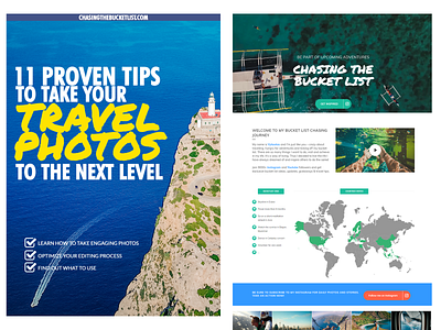 Chasing The Bucket List eBook beach branding ebook ebook cover illustration landing page logo photography sea travel